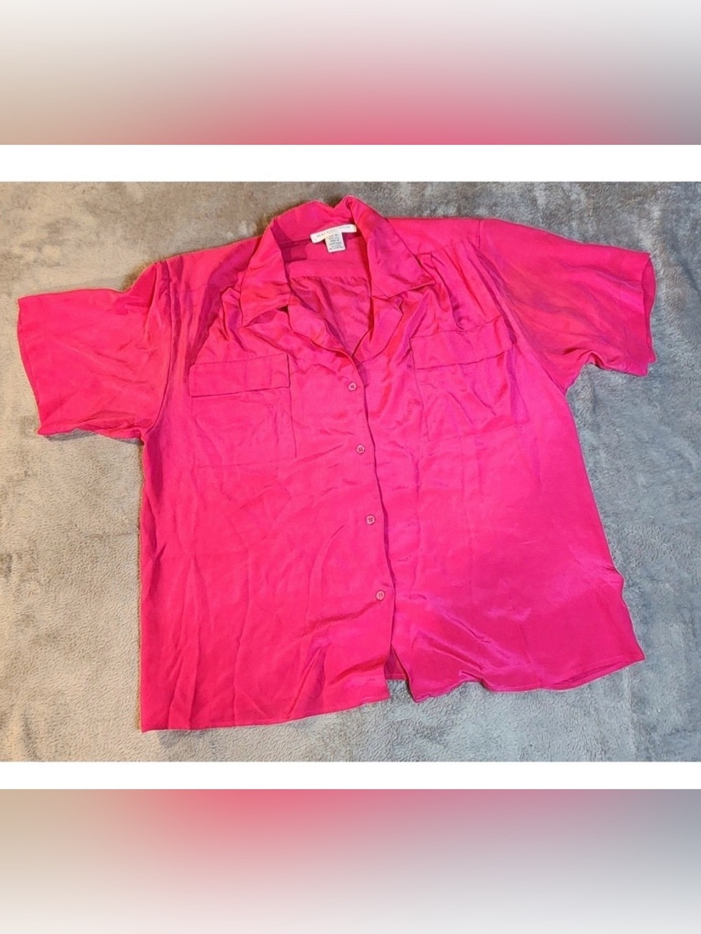 Balenciaga Hot Pink Short Sleeve Silk Blouse